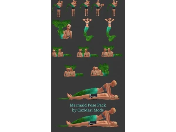 Maxis Match [CazMari] Mermaid Pose Pack by simsfinds - The Sims 4 Custom Content