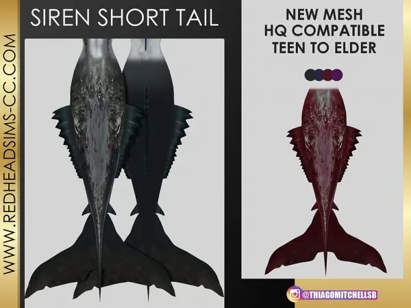 Alpha SIREN SHORT TAIL by redheadsims - The Sims 4 Custom Content
