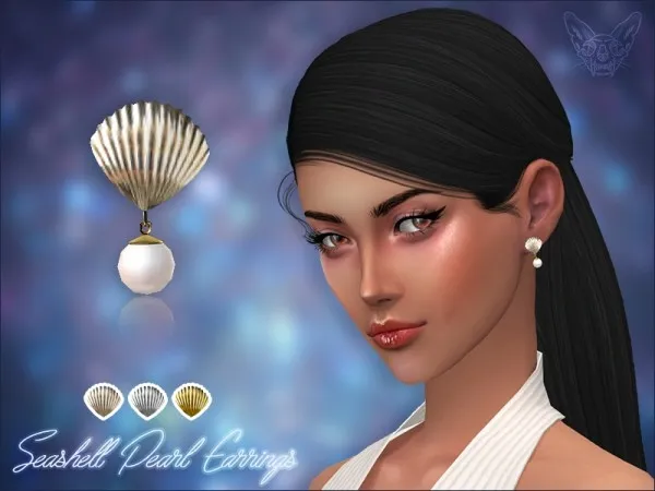 Alpha Seashell Pearl Earrings by giuliettasims - The Sims 4 Custom Content
