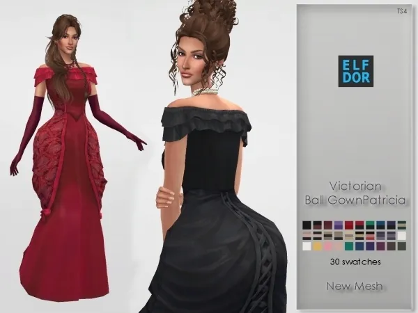 Maxis Match Victorian Ball Gown Patricia by elfdor - The Sims 4 Custom Content