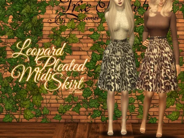 Alpha Leopard Pleated Midi Skirt by thesimsresource - The Sims 4 Custom Content