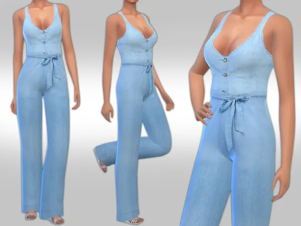 Maxis Match Female Summer Denim Jumpsuit by thesimsresource - The Sims 4 Custom Content
