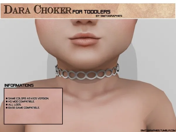 Alpha Dara Choker (Toddler Version) by simtographies - The Sims 4 Custom Content