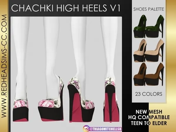 Alpha CHACHKI HIGH HEELS V1 by redheadsims - The Sims 4 Custom Content