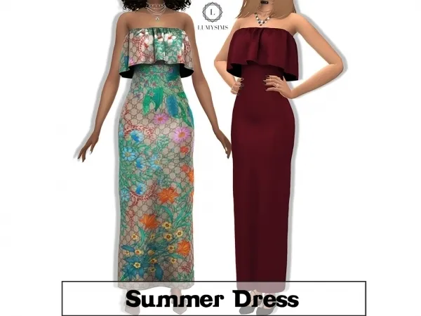 Alpha Summer Dress by lumysims - The Sims 4 Custom Content