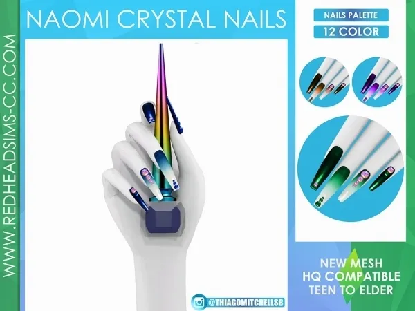 Alpha NAOMI CRYSTAL NAILS by redheadsims - The Sims 4 custom content