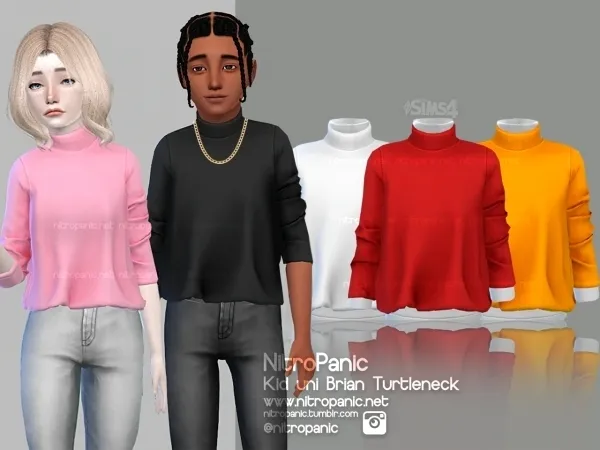 Alpha Kid Uni Brian Turtleneck - The Sims 4 Custom Content