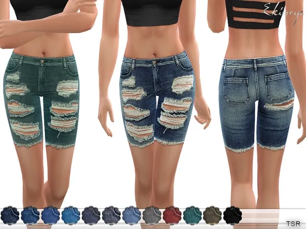 Alpha Distressed Denim Shorts by thesimsresource - The Sims 4 Custom Content