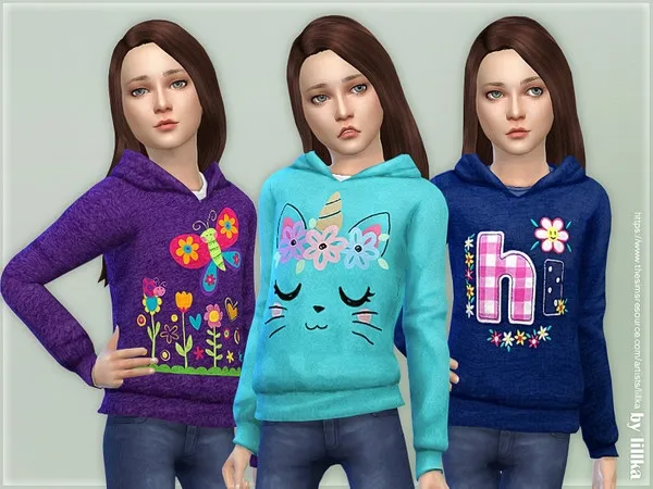 Maxis Match Hoodie for Girls P09 by thesimsresource - The Sims 4 Custom Content