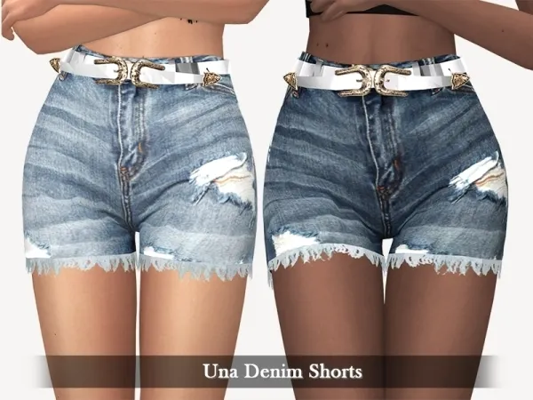 Alpha Una Denim Shorts by grafity-cc - The Sims 4 Custom Content