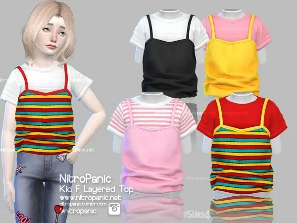 Alpha Kid F Layered Top by nitropanic - The Sims 4 Custom Content