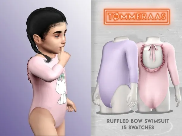 Alpha TØMMERAAS Ruffled Bow Swimsuit - The Sims 4 Custom Content