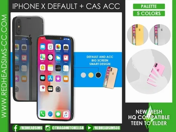 Maxis Match IPHONE X DEFAULT + CAS ACC by redheadsims - The Sims 4 custom content