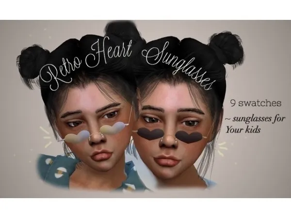 Maxis Match vintage simmer Retro Heart Sunglasses - The Sims 4 Custom Content