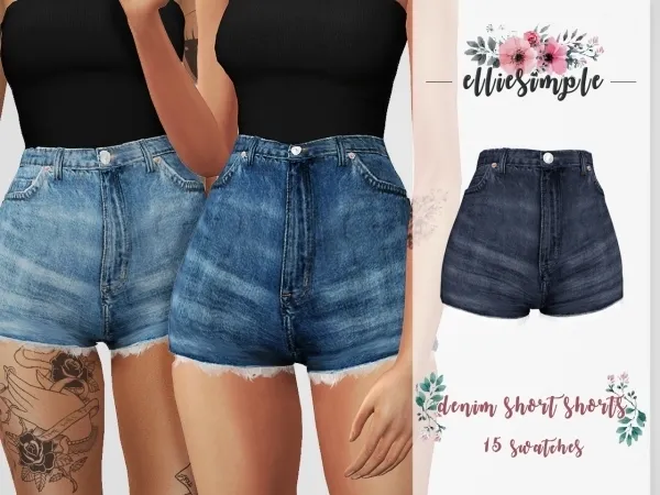 Alpha Elliesimple Denim Short Shorts by elliesimple - The Sims 4 Custom Content