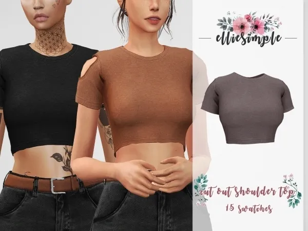 Alpha Elliesimple Cut Out Shoulder Top by elliesimple - The Sims 4 Custom Content