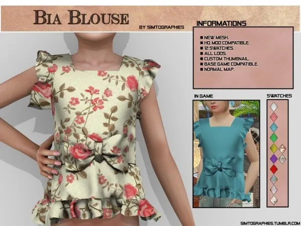 Alpha Bia Blouse - The Sims 4 Custom Content
