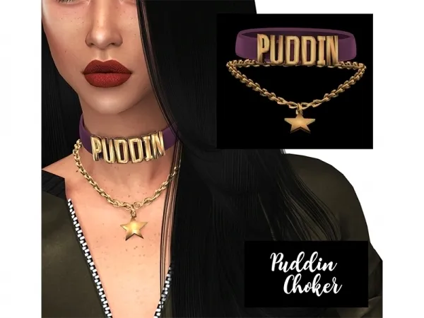 Alpha Puddin Choker by grafity-cc - The Sims 4 Custom Content