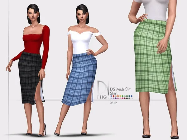 Maxis Match DS Midi Slit Skirt by thesimsresource - The Sims 4 Custom Content