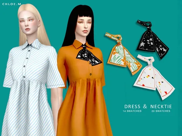Maxis Match ChloeM Dress and Necktie by thesimsresource - The Sims 4 Custom Content