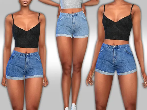 Alpha Female High Weist V Moda Shorts by thesimsresource - The Sims 4 Custom Content
