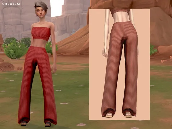 Alpha ChloeM Knitted Loose Pants by thesimsresource - The Sims 4 Custom Content