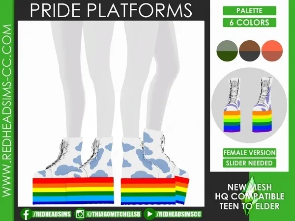 Alpha PRIDE PLATFORMS FEMALE VERSION by redheadsims - The Sims 4 Custom Content