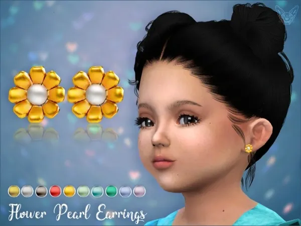 Maxis Match Flower Pearl Earrings For Toddlers by giuliettasims - The Sims 4 Custom Content
