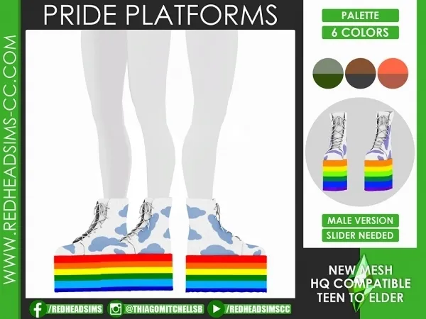 Alpha PRIDE PLATFORMS MALE VERSION by redheadsims - The Sims 4 Custom Content