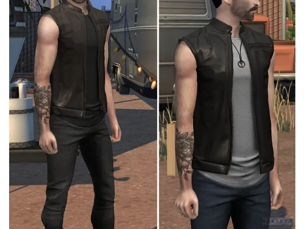 Alpha Leather Vest by simsfinds - The Sims 4 Custom Content