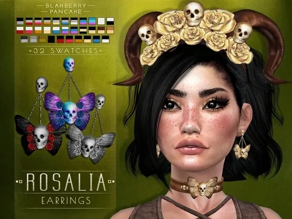 Maxis Match Blahberry Pancake Rosalia Earrings by blahberry-pancake - The Sims 4 custom content