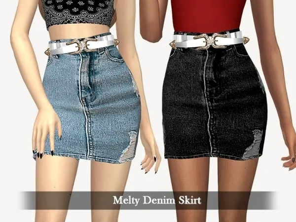 Alpha Melty Denim Skirt by grafity-cc - The Sims 4 Custom Content