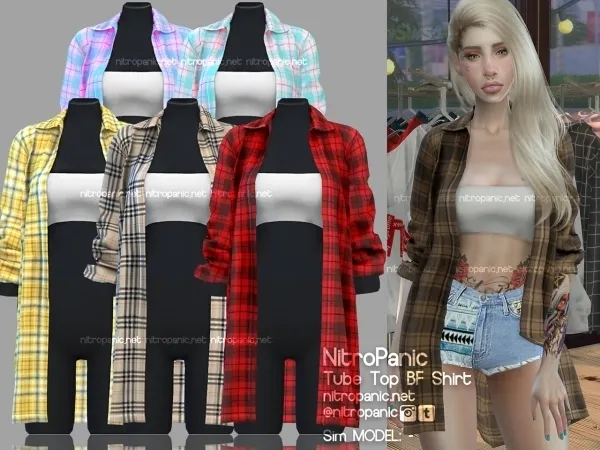 Alpha Tube Top BF Shirt by nitropanic - The Sims 4 Custom Content