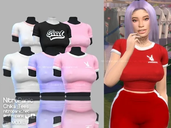 Alpha Chika Tees by nitropanic - The Sims 4 Custom Content