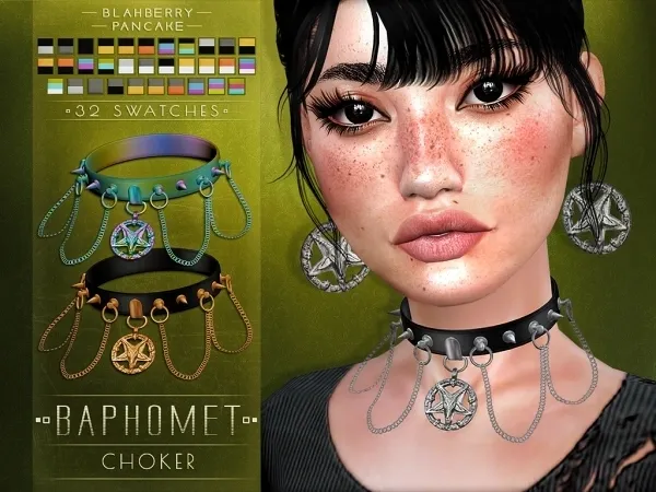 Mix Blahberry Pancake Baphomet Choker by blahberry-pancake - The Sims 4 custom content