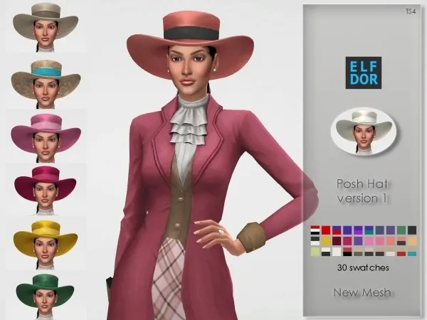 Maxis Match Posh Hat v1 by elfdor - The Sims 4 Custom Content