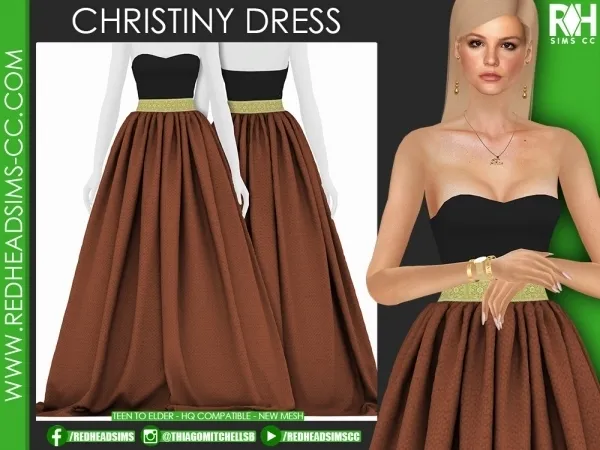 Alpha CHRISTINY DRESS by redheadsims - The Sims 4 custom content