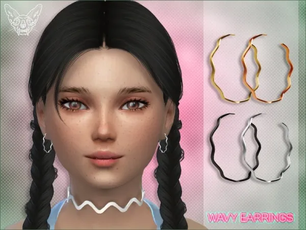 Maxis Match Wavy Hoop Earrings For Kids by giuliettasims - The Sims 4 Custom Content