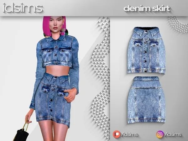 Alpha denim skirt by polygoncouture - The Sims 4 custom content
