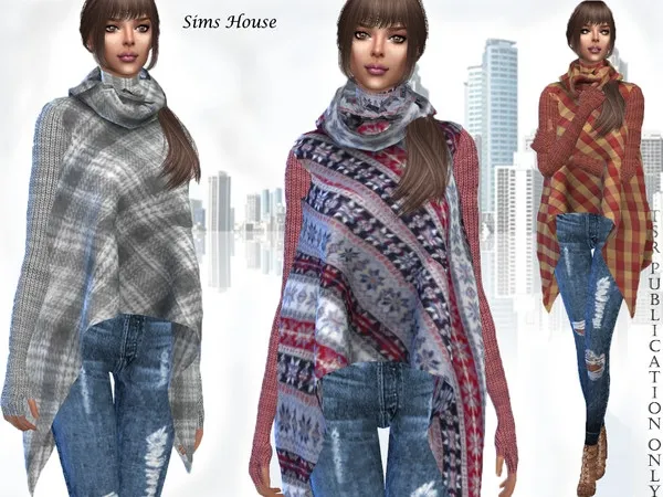 Maxis Match Poncho by thesimsresource - The Sims 4 Custom Content
