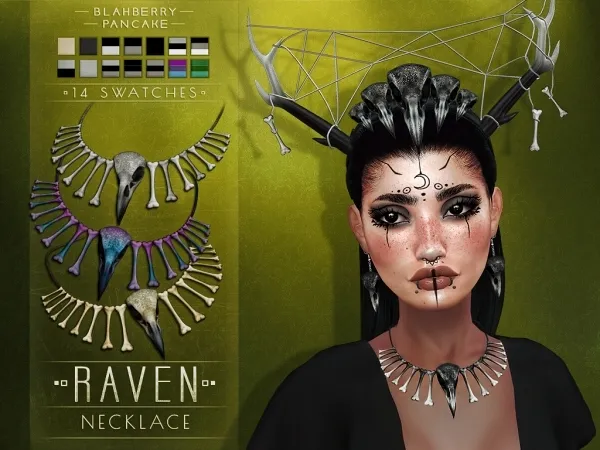Mix Blahberry Pancake Raven Necklace by blahberry-pancake - The Sims 4 custom content