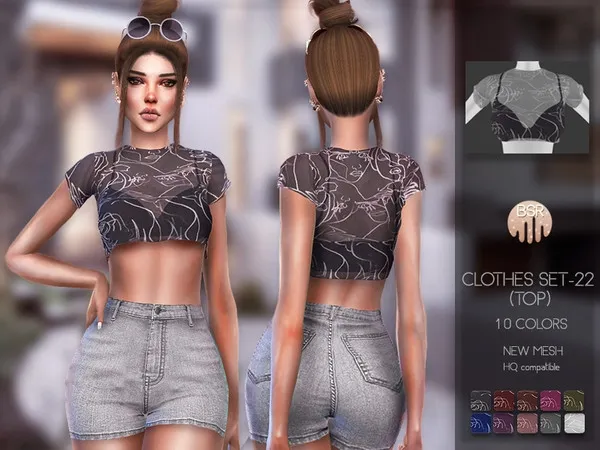 Alpha Clothes SET 22 (TOP) BD95 by thesimsresource - The Sims 4 Custom Content