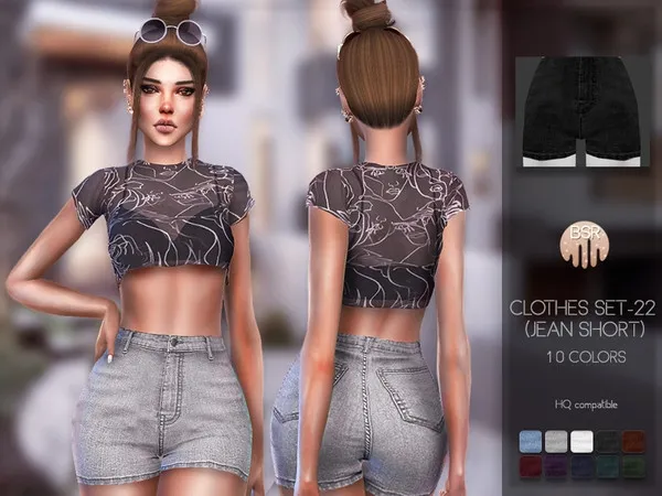 Alpha Clothes SET 22 (JEAN SHORT) BD96 by thesimsresource - The Sims 4 Custom Content
