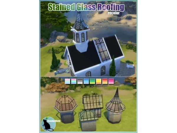 Maxis Match standardheld Stained Glass Roofing (Recolor - The Sims 4 Custom Content