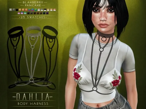 Alpha Blahberry Pancake Dahlia Body Harness by blahberry-pancake - The Sims 4 custom content