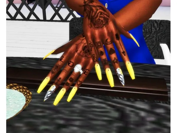 Alpha honeysglamshop Versace Nails V1 by simsfinds - The Sims 4 Custom Content