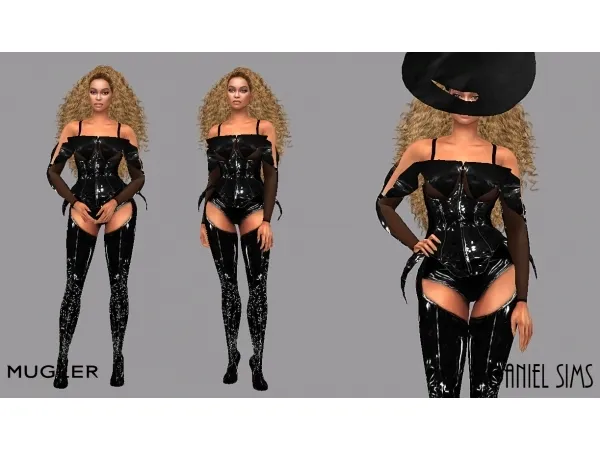 Alpha daniel sims OTR2 Beyonce in Mugler and Maison Michel - The Sims 4 Custom Content