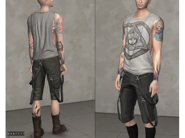 Alpha darte77 Ripped Sleeveless T Shirt by simsfinds - The Sims 4 Custom Content