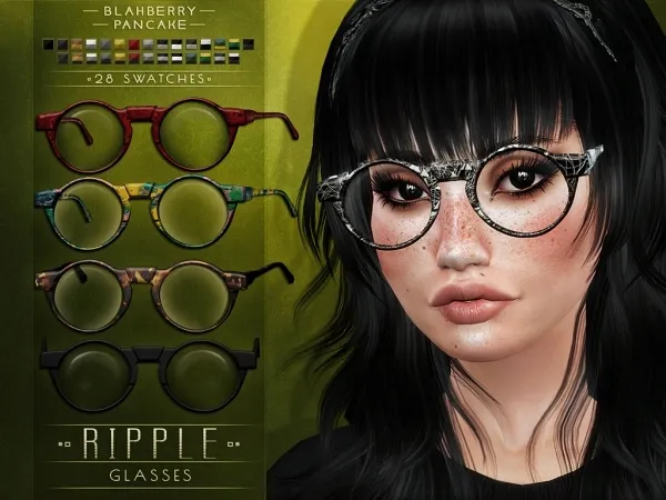 Alpha Blahberry Pancake Ripple Glasses by blahberry-pancake - The Sims 4 custom content