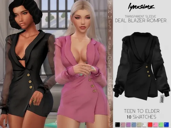Alpha lynxsimz deal blazer romper by lynxsimz - The Sims 4 Custom Content